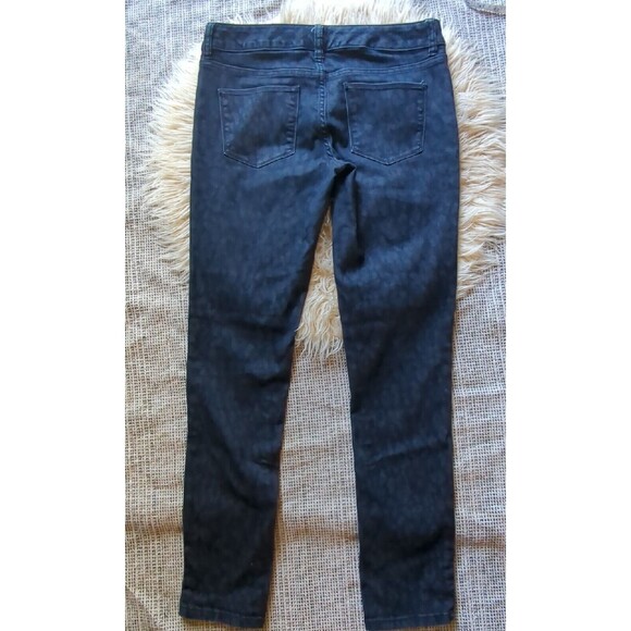 The Limited 678 Dark Wash Denim Leopard Print Jeans Sz 4 Skinny Straight Stretch - Picture 6 of 7